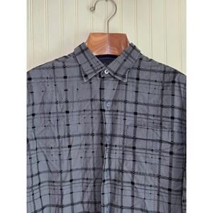 Tommy Bahama Shirt Mens Medium Gray Plaid Button Down Long Sleeve Lyocell